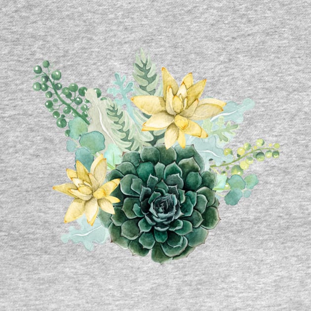 Moss Green Succulent Floral Cacti Bouquet Cluster by Dear Fawn Studio